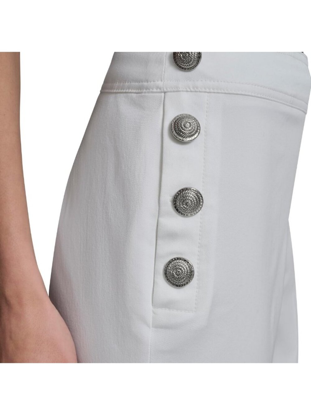 Chic Women's Straight Leg Sailor Pants with Button Detail | Cotton Twill - Picture 6 of 6